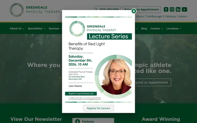Greendale Physical Therapy website